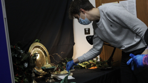 Santiago Sottil with one of his exhibition pieces